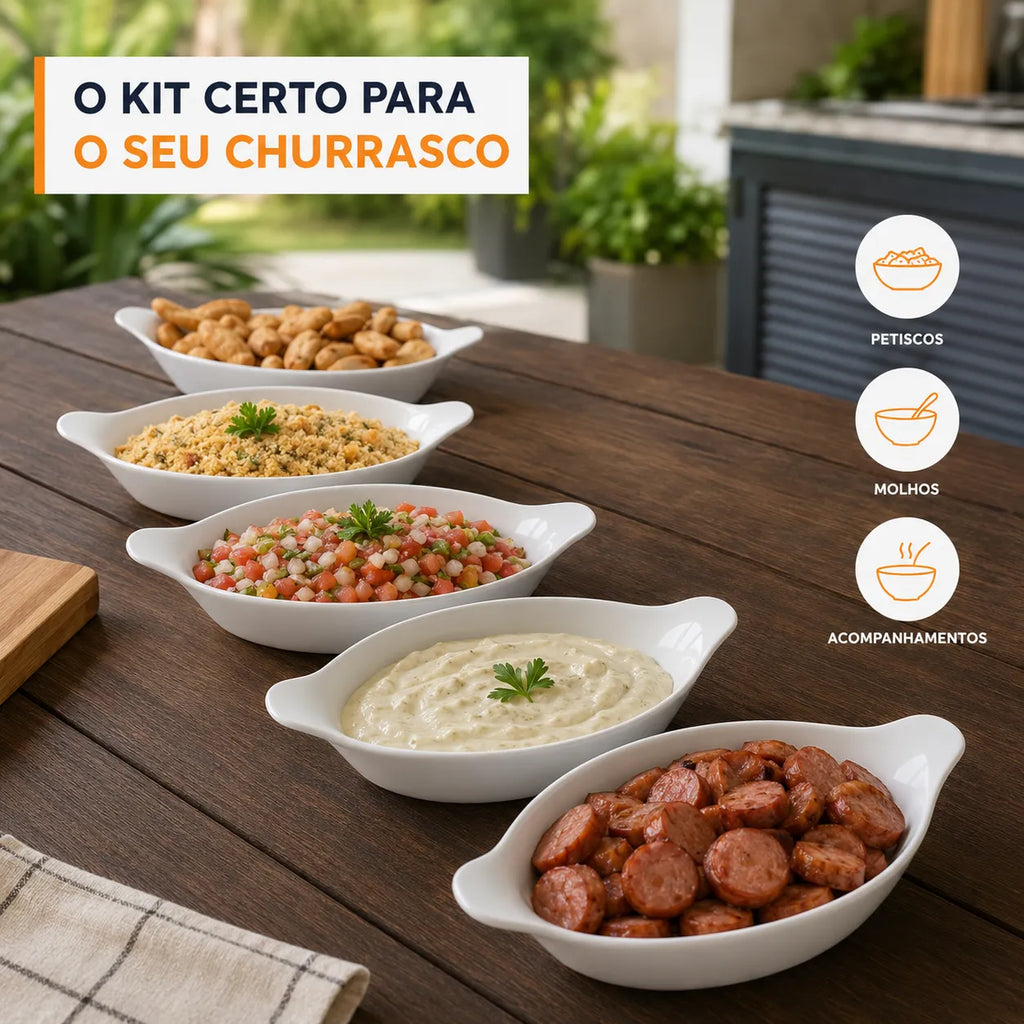 PratiCook® – Kit de Petisqueiras Multiuso (Deixe Qualquer Mesa Mais Bonita e Organizada) – Queima de Estoque! 🔥