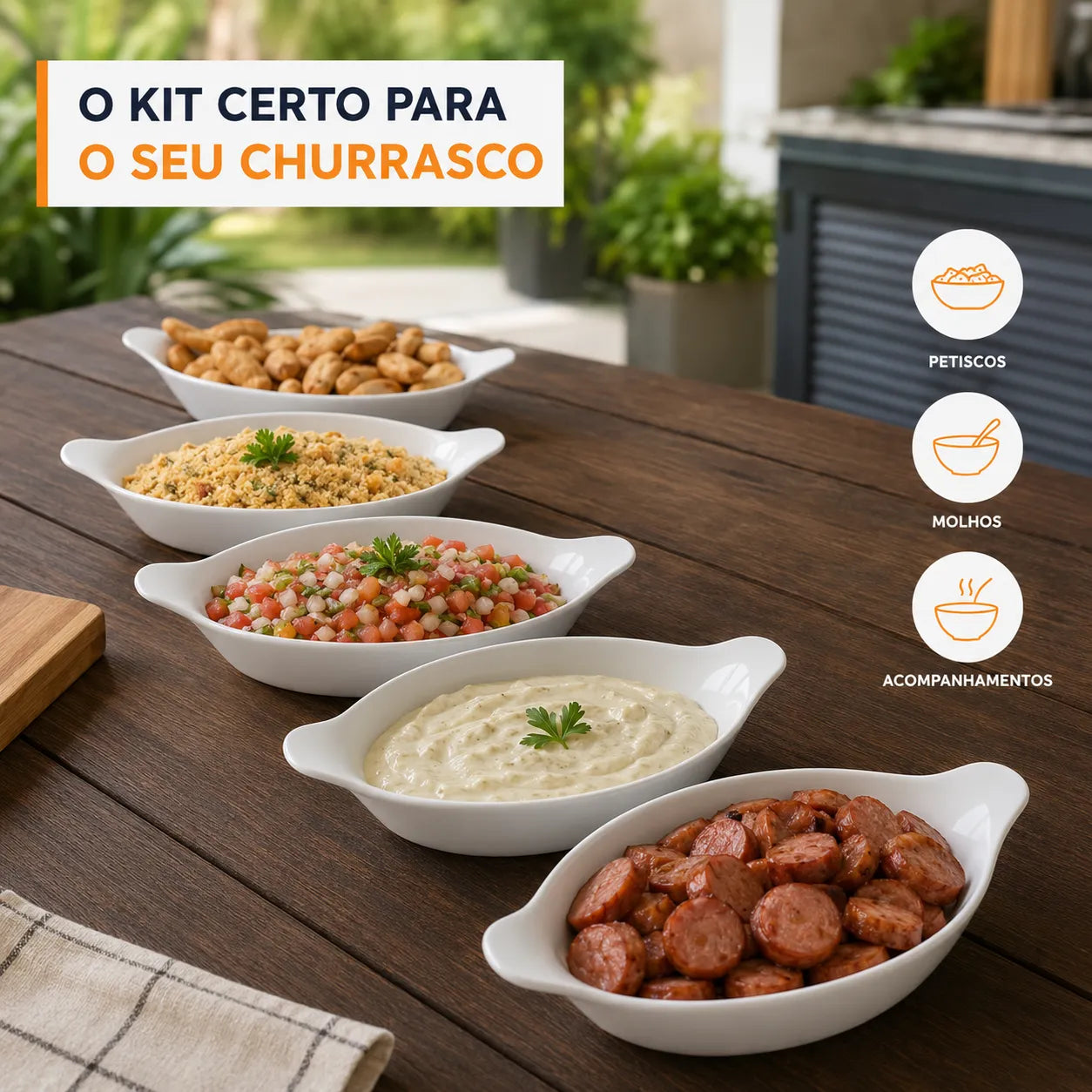 PratiCook® – Kit de Petisqueiras Multiuso (Deixe Qualquer Mesa Mais Bonita e Organizada) – Queima de Estoque! 🔥