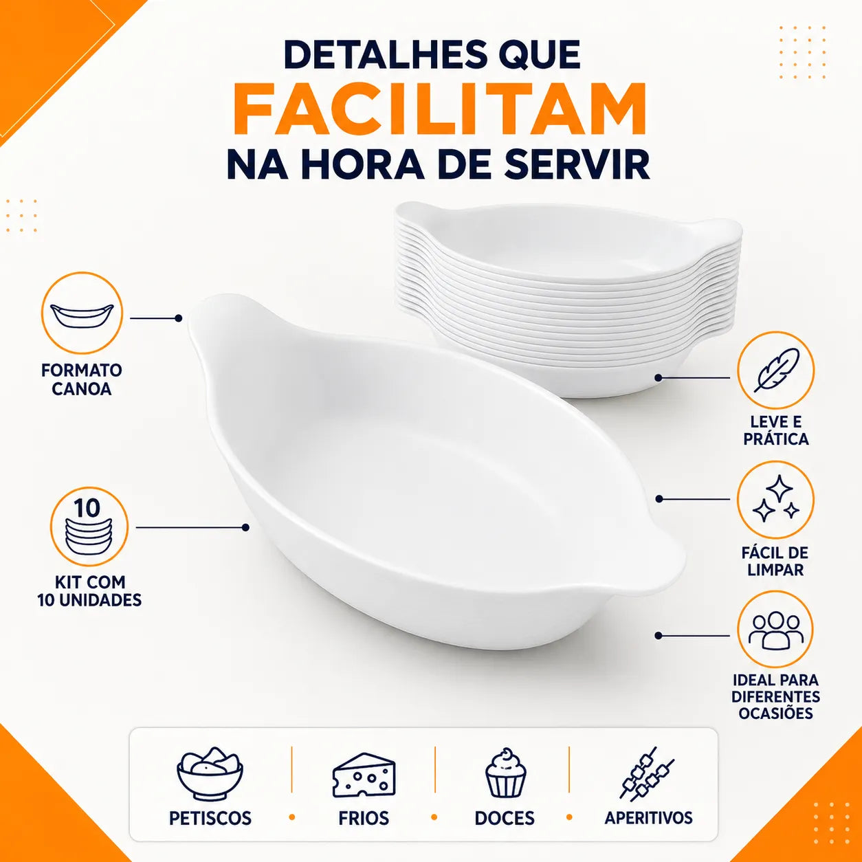 PratiCook® – Kit de Petisqueiras Multiuso (Deixe Qualquer Mesa Mais Bonita e Organizada) – Queima de Estoque! 🔥