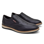 Tênis Masculino Slip On De Couro Legítimo Confortável