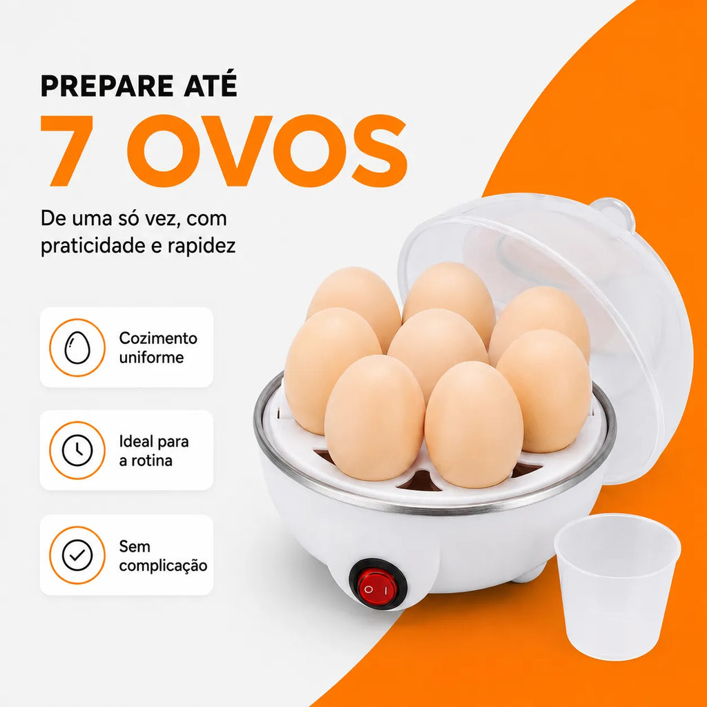FastCook® – Cozedor de Ovos Elétrico a Vapor (Preparo Rápido, Fácil e Sem Sujeira) – Frete Grátis!