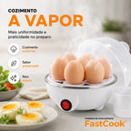 FastCook® – Cozedor de Ovos Elétrico a Vapor (Preparo Rápido, Fácil e Sem Sujeira) – Frete Grátis!