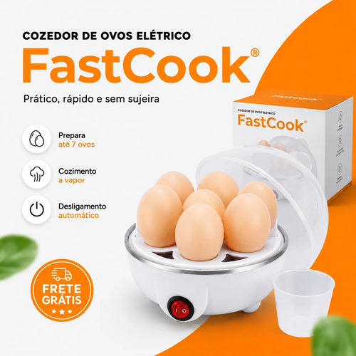 FastCook® – Cozedor de Ovos Elétrico a Vapor (Preparo Rápido, Fácil e Sem Sujeira) – Frete Grátis!