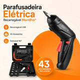 Parafusadeira Elétrica Recarregável MontPro® (Kit Completo com 43 Acessórios + Maleta) – Queima de Estoque! 🔥